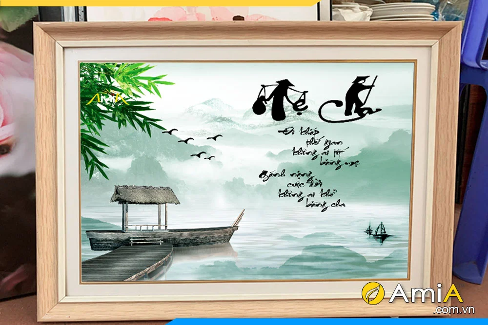 Tranh thư pháp Cha - Mẹ làm quà tặng ý nghĩa AmiA 2192
