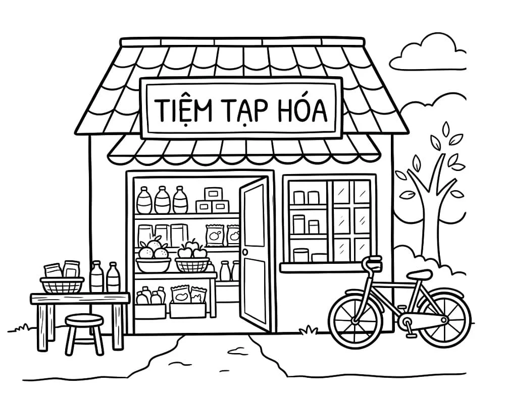 Tô Màu Tiệm Tạp Hóa - Tranh Tô Màu Cho Bé