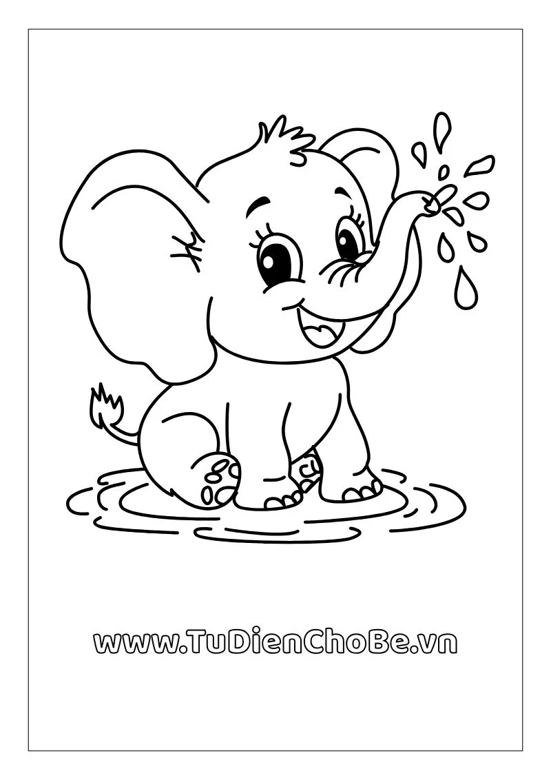 Tranh tô màu con voi miễn phí cho bé – Hình đẹp rõ nét