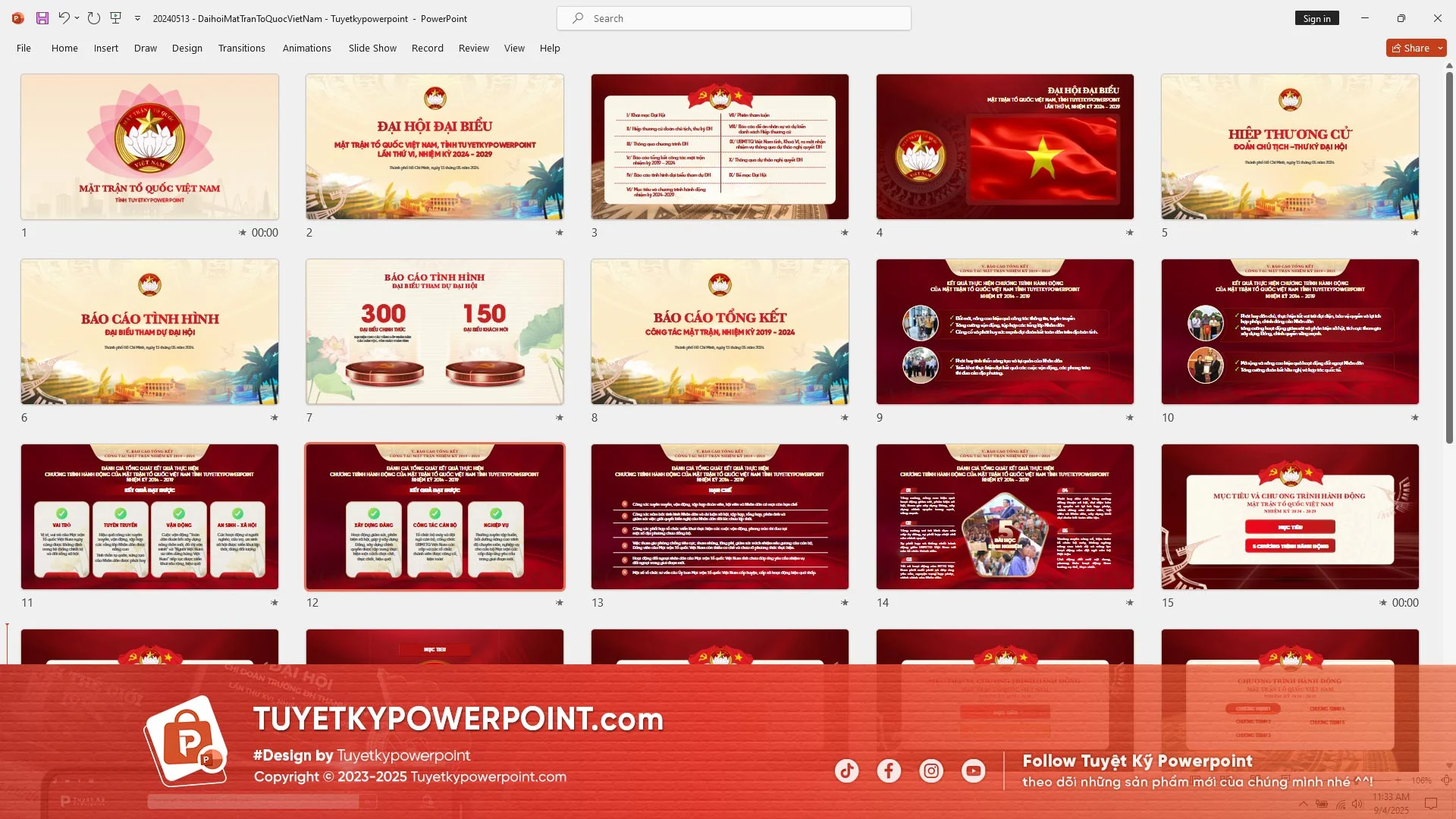 Mẫu nền powerpoint đẹp tông màu đỏ truyền thống trang trọng