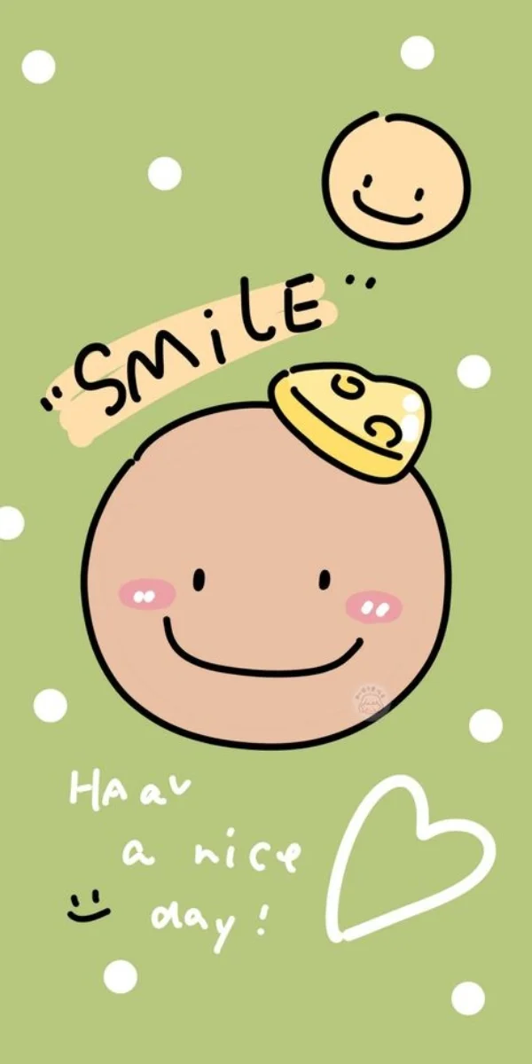 hình nền iphone cute với họa tiết mặt cười dễ thương trên nền xanh lá