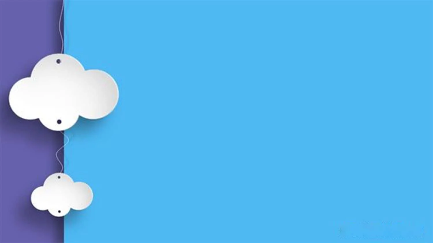 Hình nền powerpoint phong cách mây giấy treo dây trên nền trời xanh và tím, mẫu background slide thuyết trình đẹp