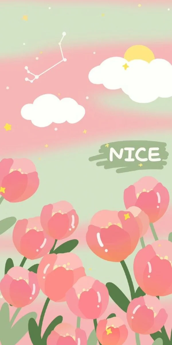 hình nền điện thoại đẹp cute với họa tiết hoa tulip hồng dễ thương