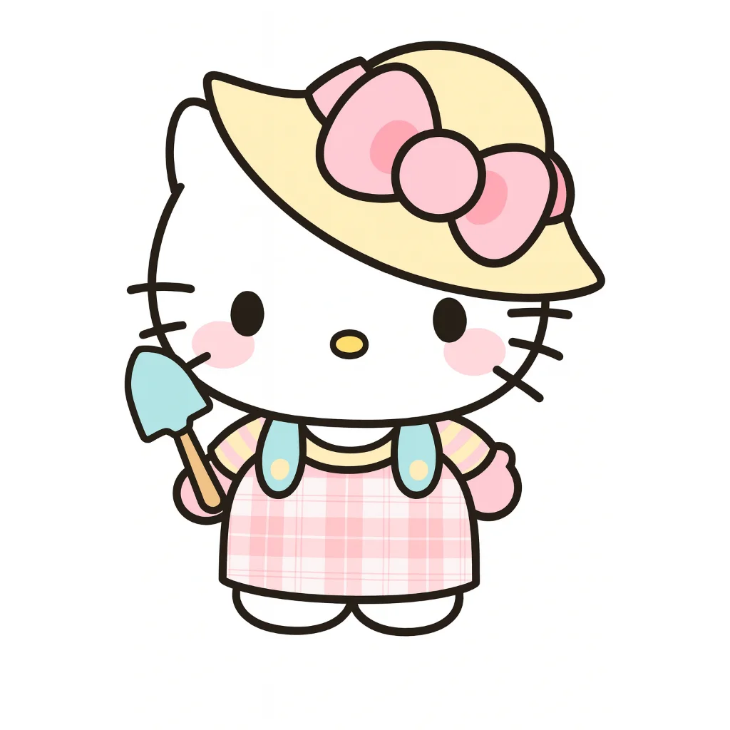 Hình ảnh Hello Kitty cute đi làm vườn