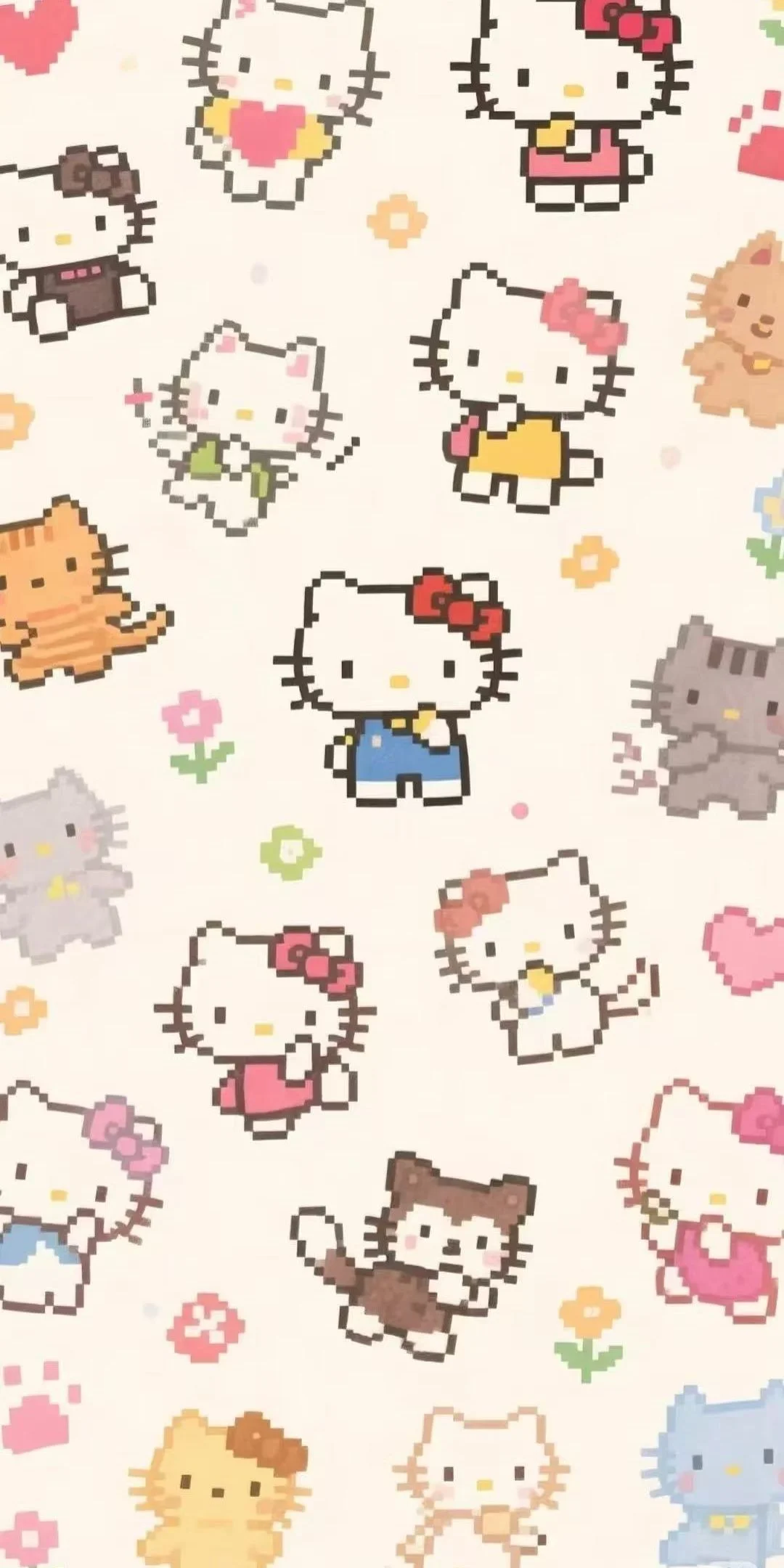 hình ảnh hello kitty cute phong cách pixel trên nền trắng