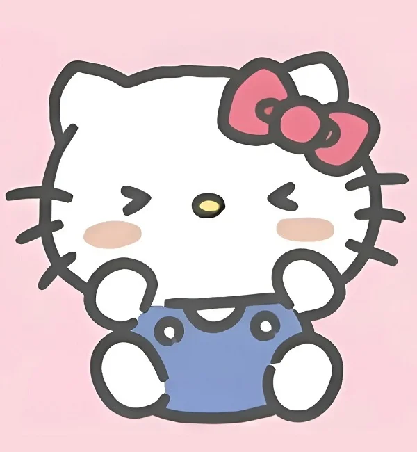 hình ảnh hello kitty cute với nét vẽ đơn giản trên nền hồng