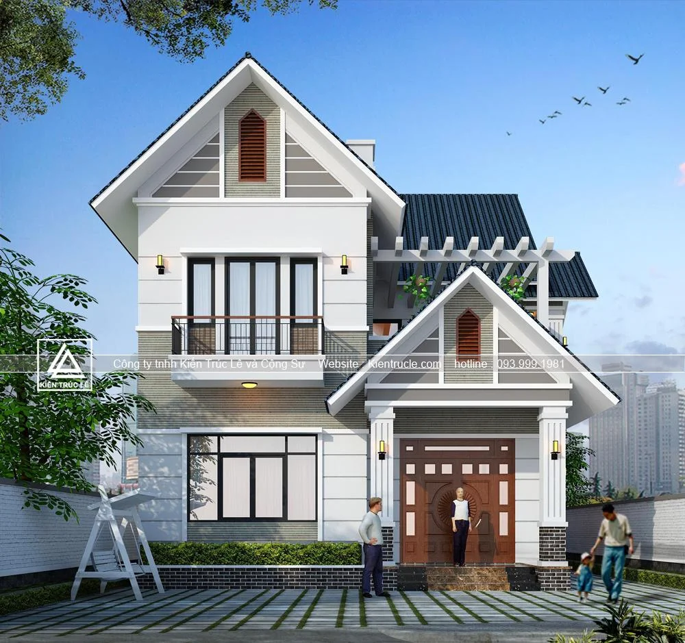 Mẫu Thiết Kế Nhà Đẹp 2 Tầng 120m2 Mái Thái - Kiến Trúc Lê